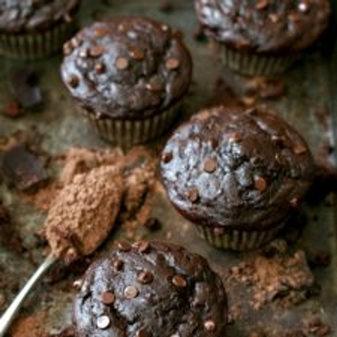 Healthy Double Chocolate Zucchini Muffins