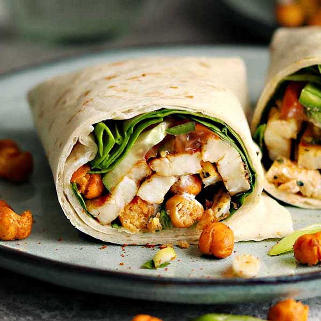 Halloumi and roasted chickpeas wraps