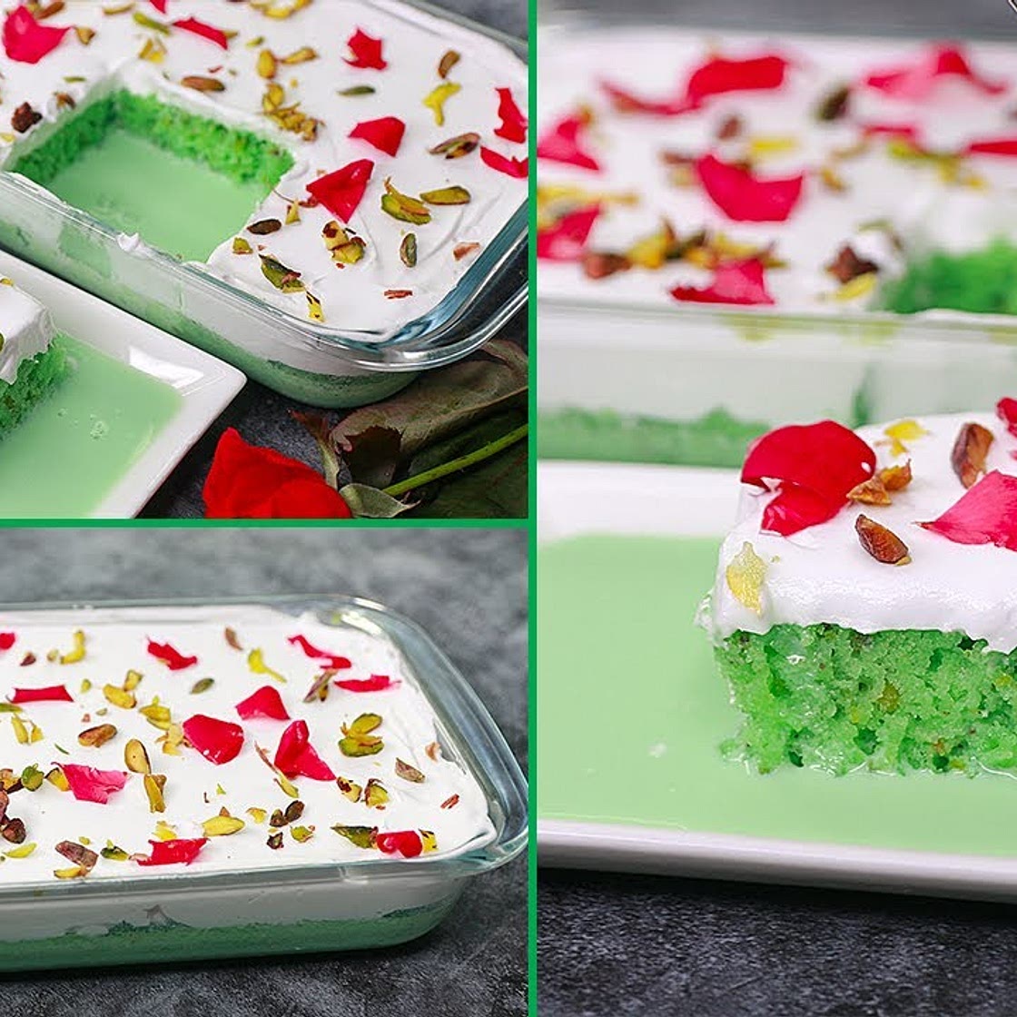 Pistachio Milk Cake | Pistachio Milk Tres Leches Cake | Eggless & Without Oven | Yummy | Eid Dessert