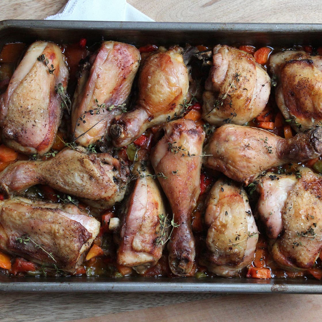 Pollo al horno con verduras