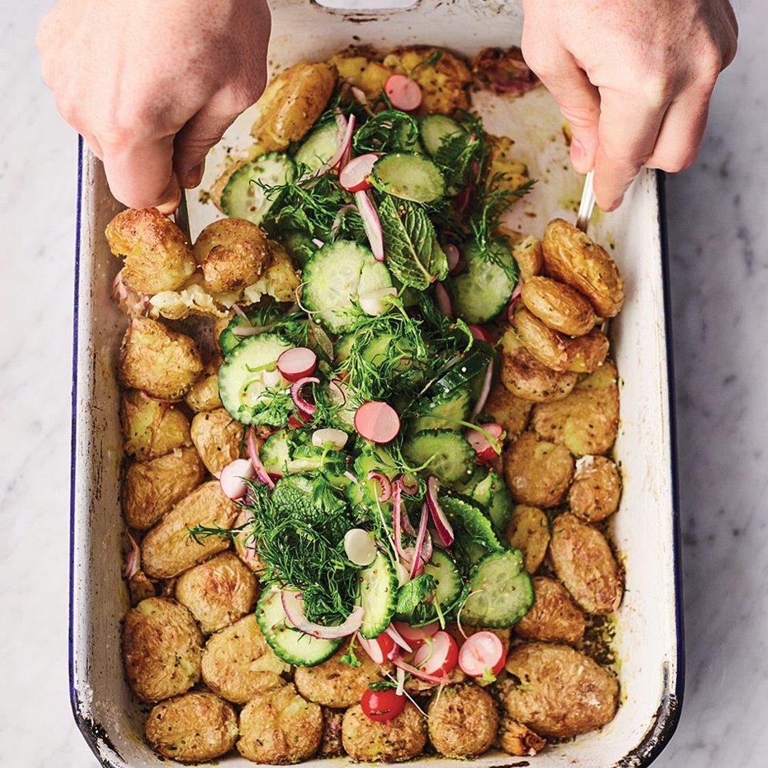 Roast new potato & pickle salad