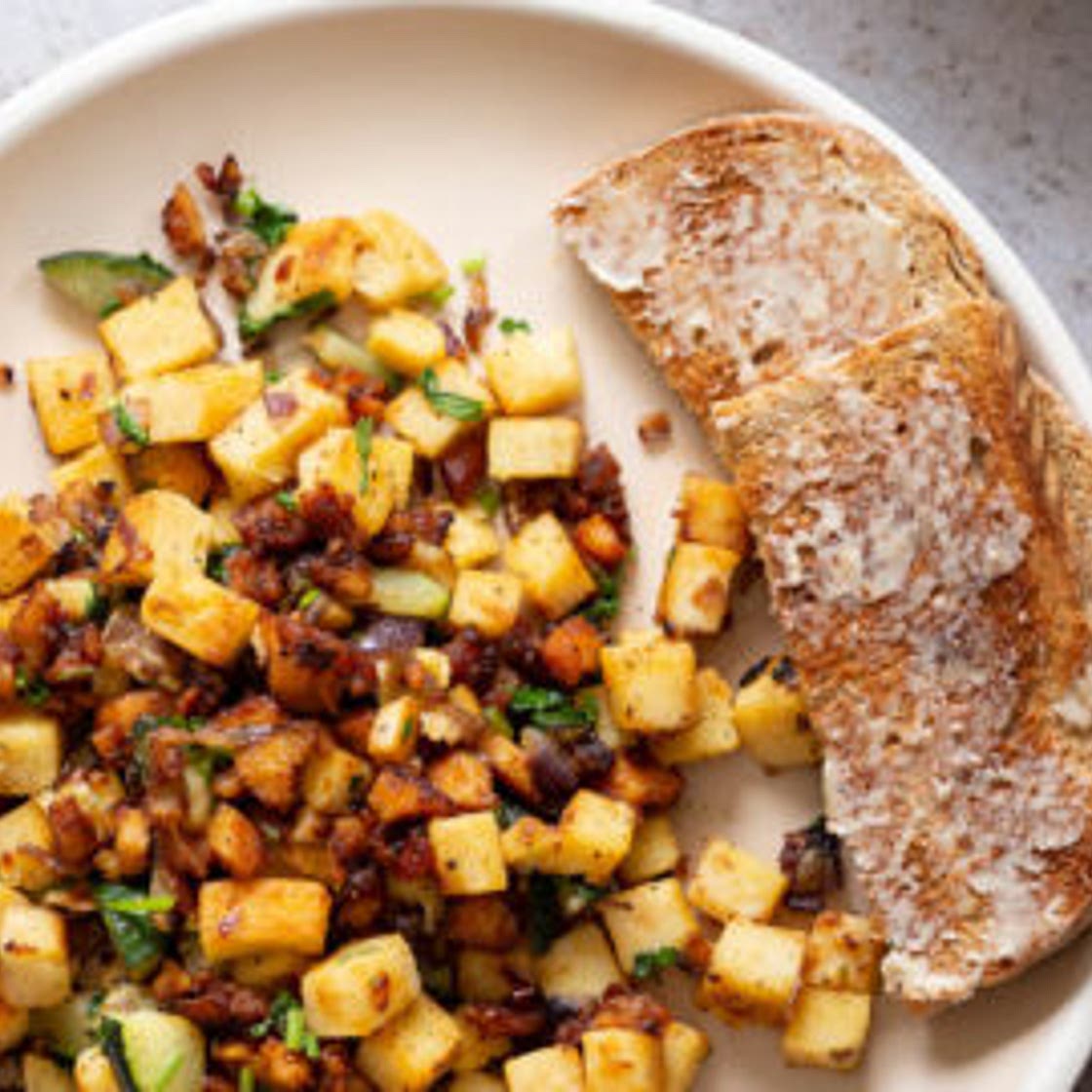 Chickpea Tofu Breakfast Scramble with Smoky Bits