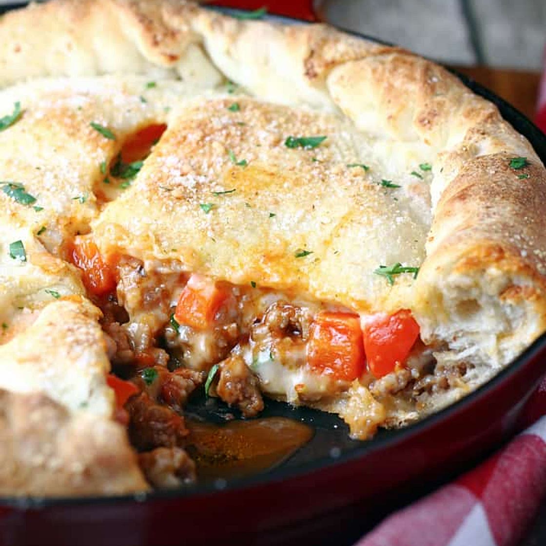 Skillet Sausage and Pepper Calzone