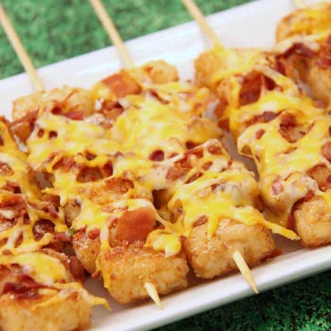 Loaded Tater Tot Skewers