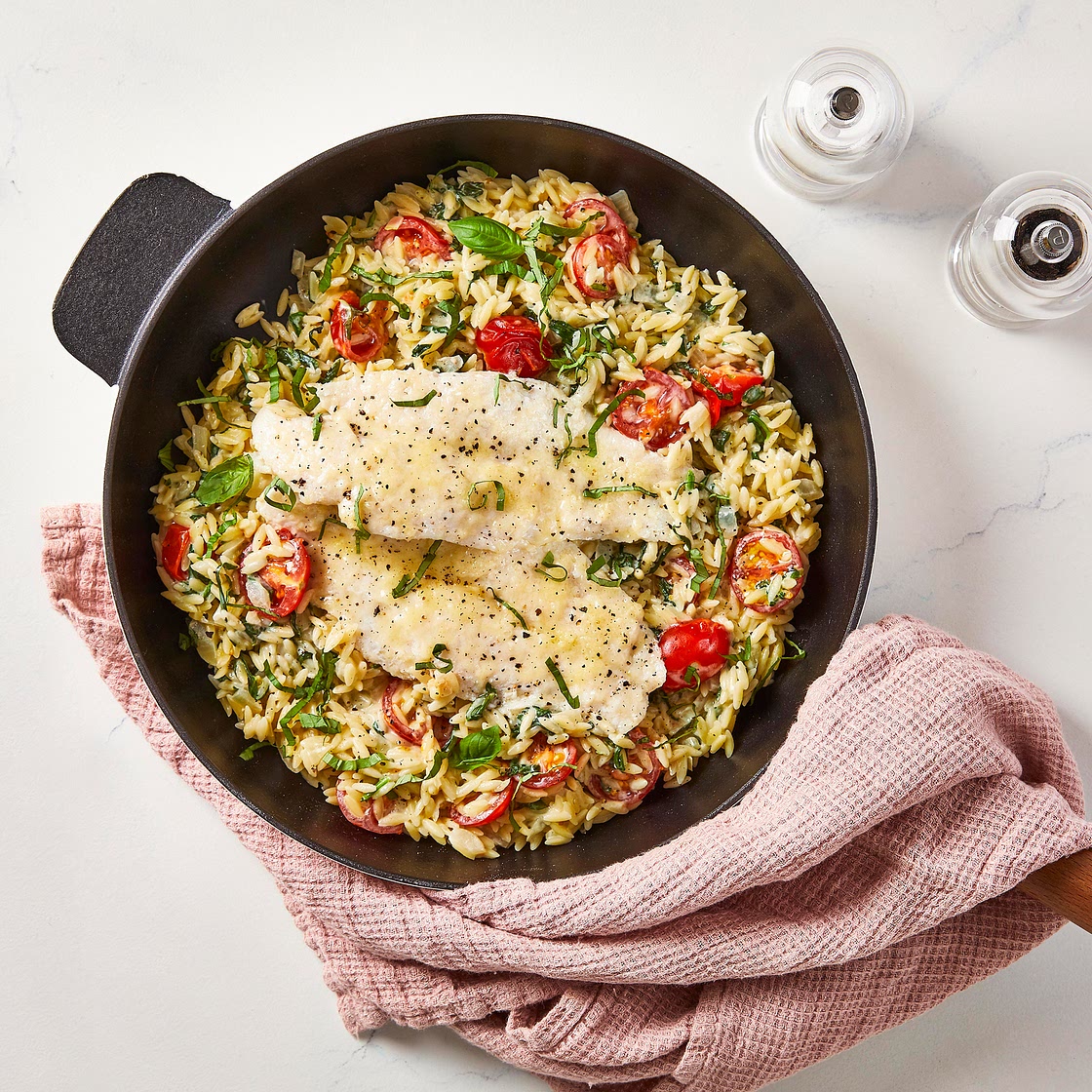 Creamy One-Pot Fish Florentine With Basil