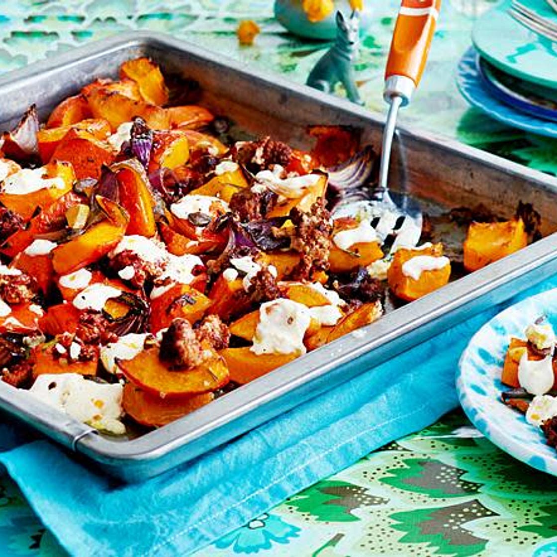 Gebackener Kürbis-Feta mit getr. Tomaten