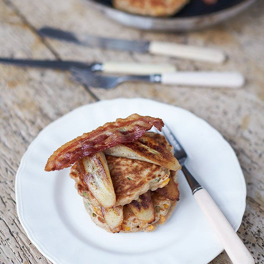 Healthy cheese & corn pancakes