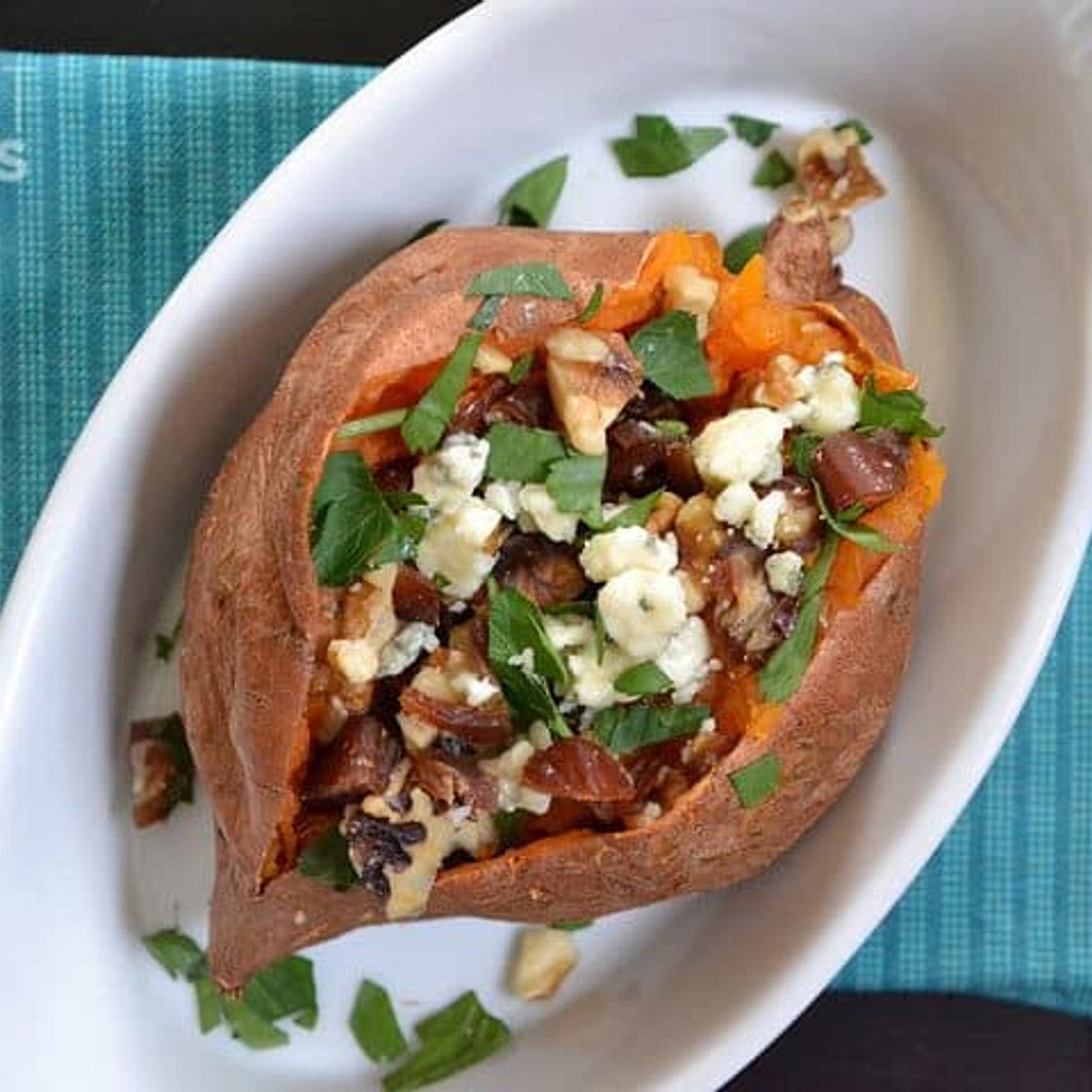 Date & Gorgonzola Stuffed Sweet Potatoes