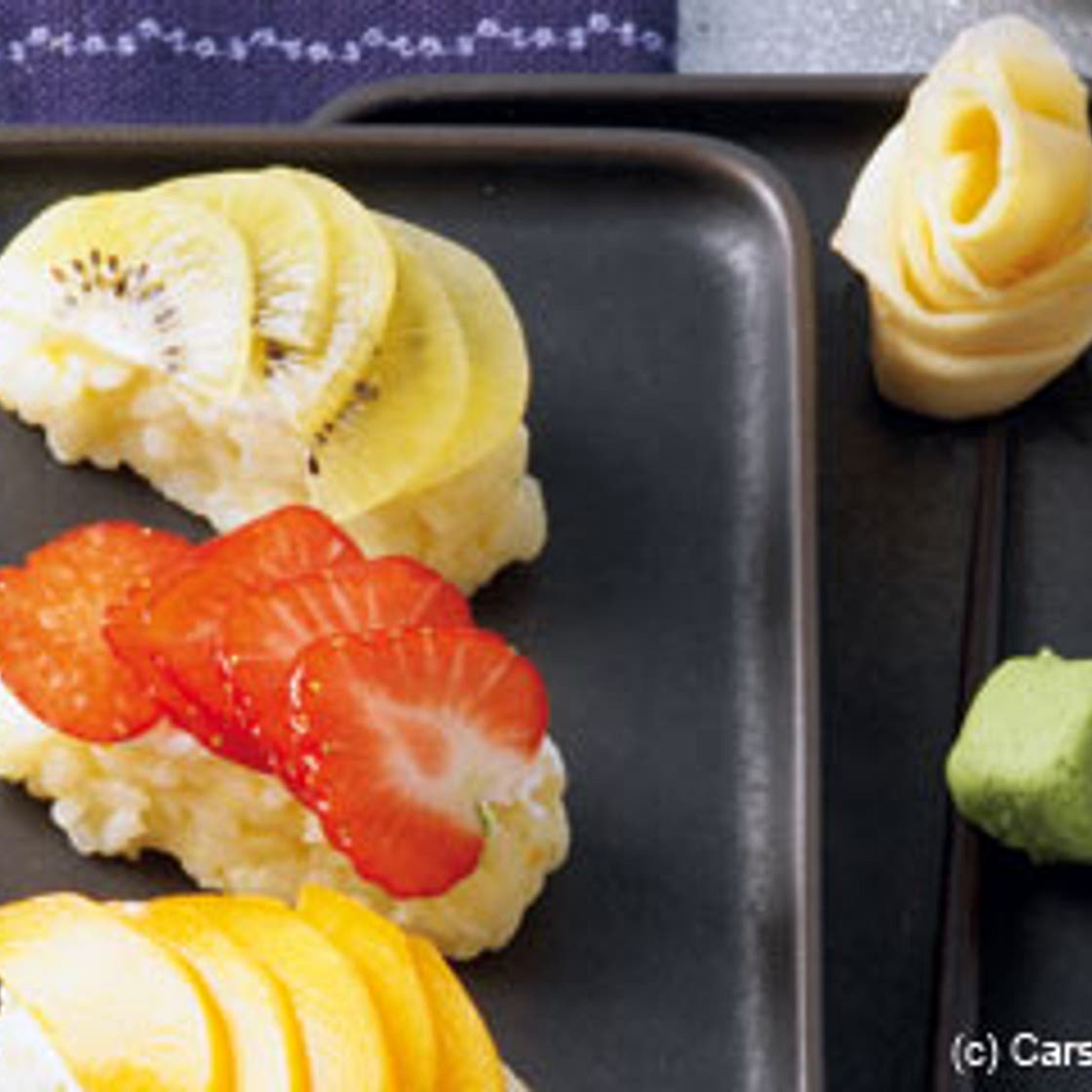 Süße Sushi mit Vanille-Dip