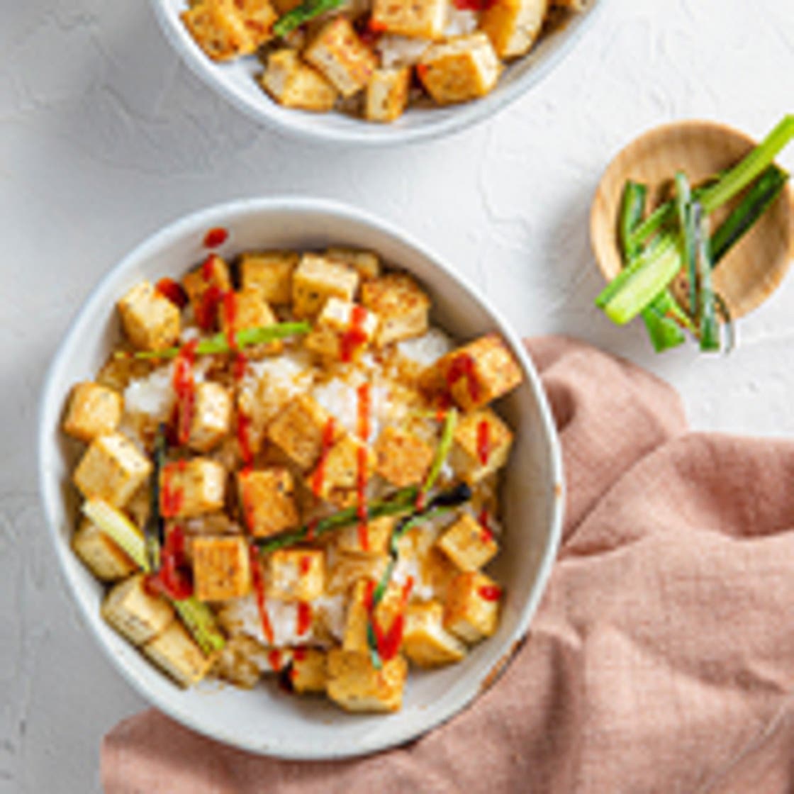 Coconut Ginger Congee with Crispy Tofu