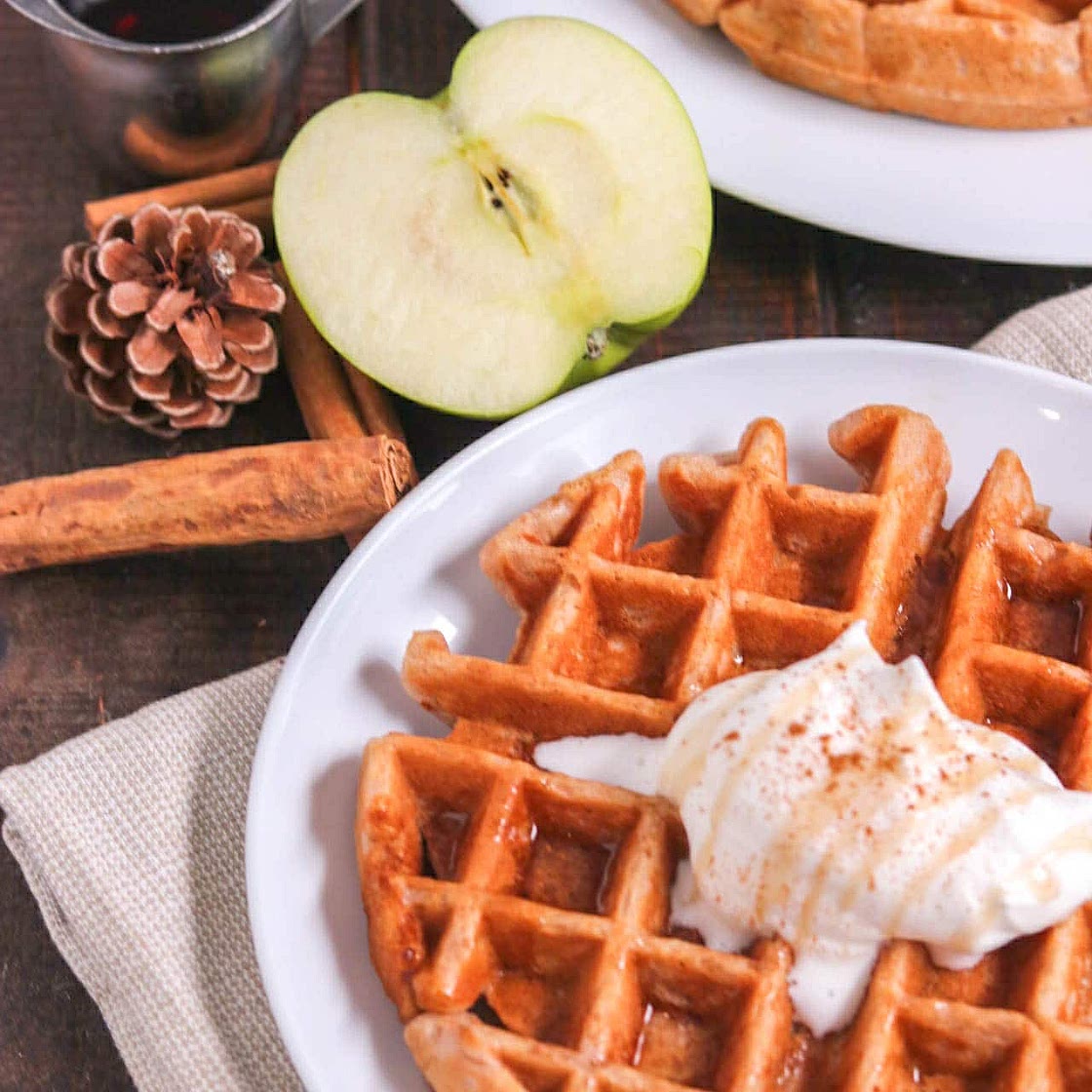 Homemade Apple Cinnamon Waffles