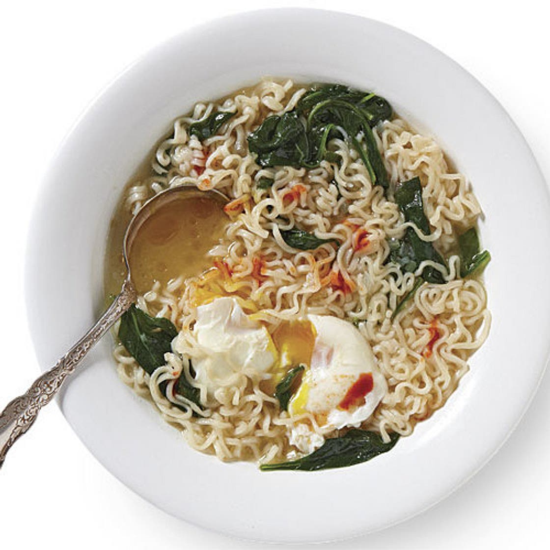 Ramen Noodle Soup with Spinach and Poached Eggs