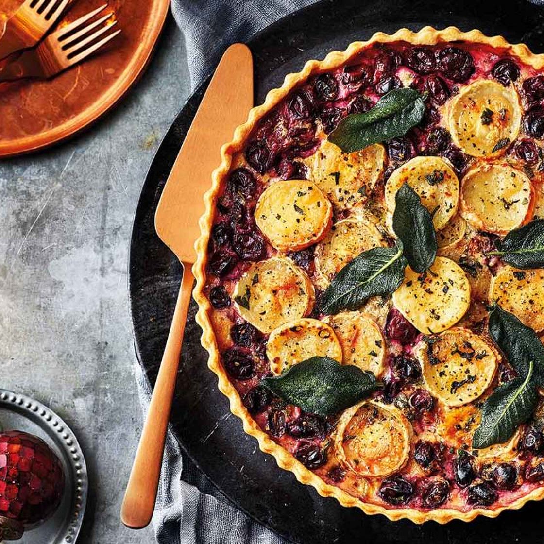 Cranberry and goat's cheese tart