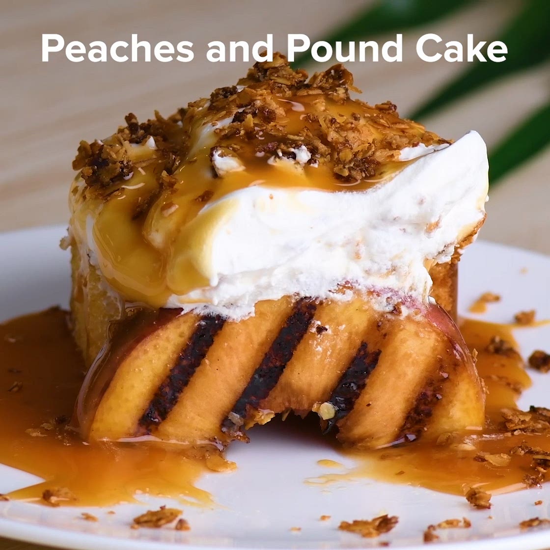Grilled Peaches And Pound Cake Skewers