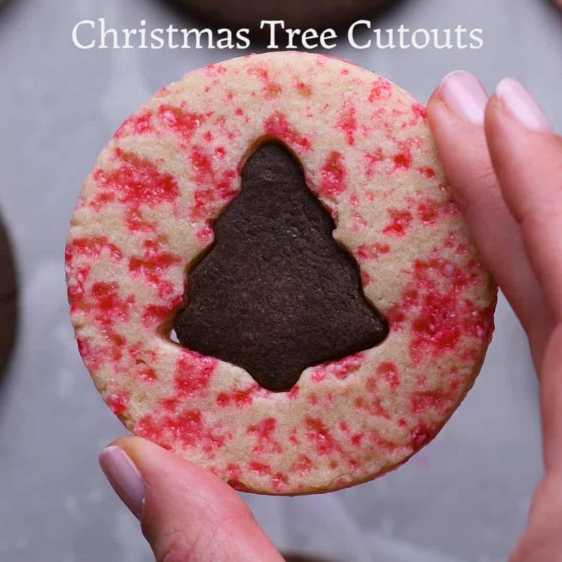 Peppermint Christmas Tree Cutout Cookies
