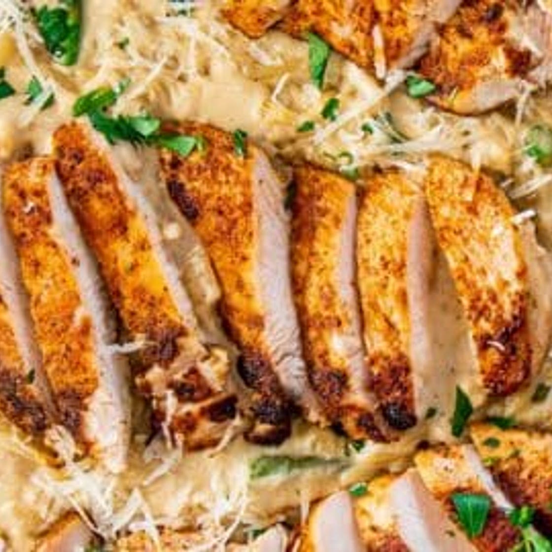 Creamy Parmesan Orzo with Chicken and Asparagus