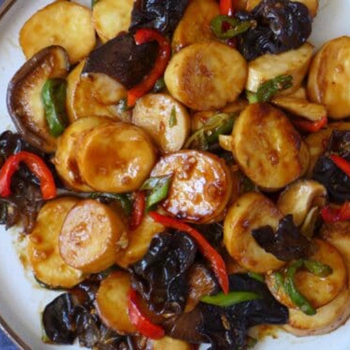 King oyster mushroom with garlic sauce (鱼香杏鲍菇)