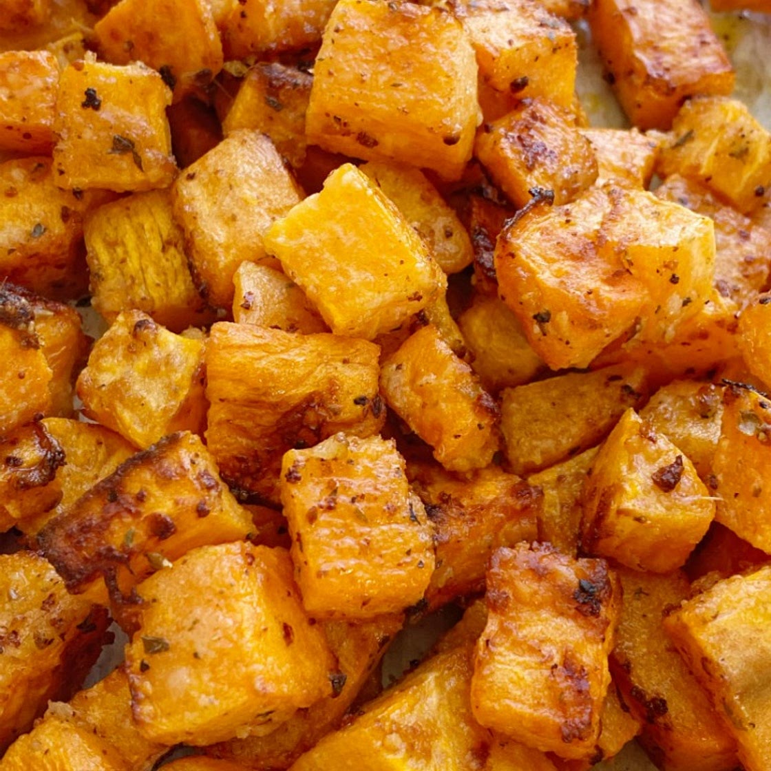 Roasted Garlic Parmesan Sweet Potatoes