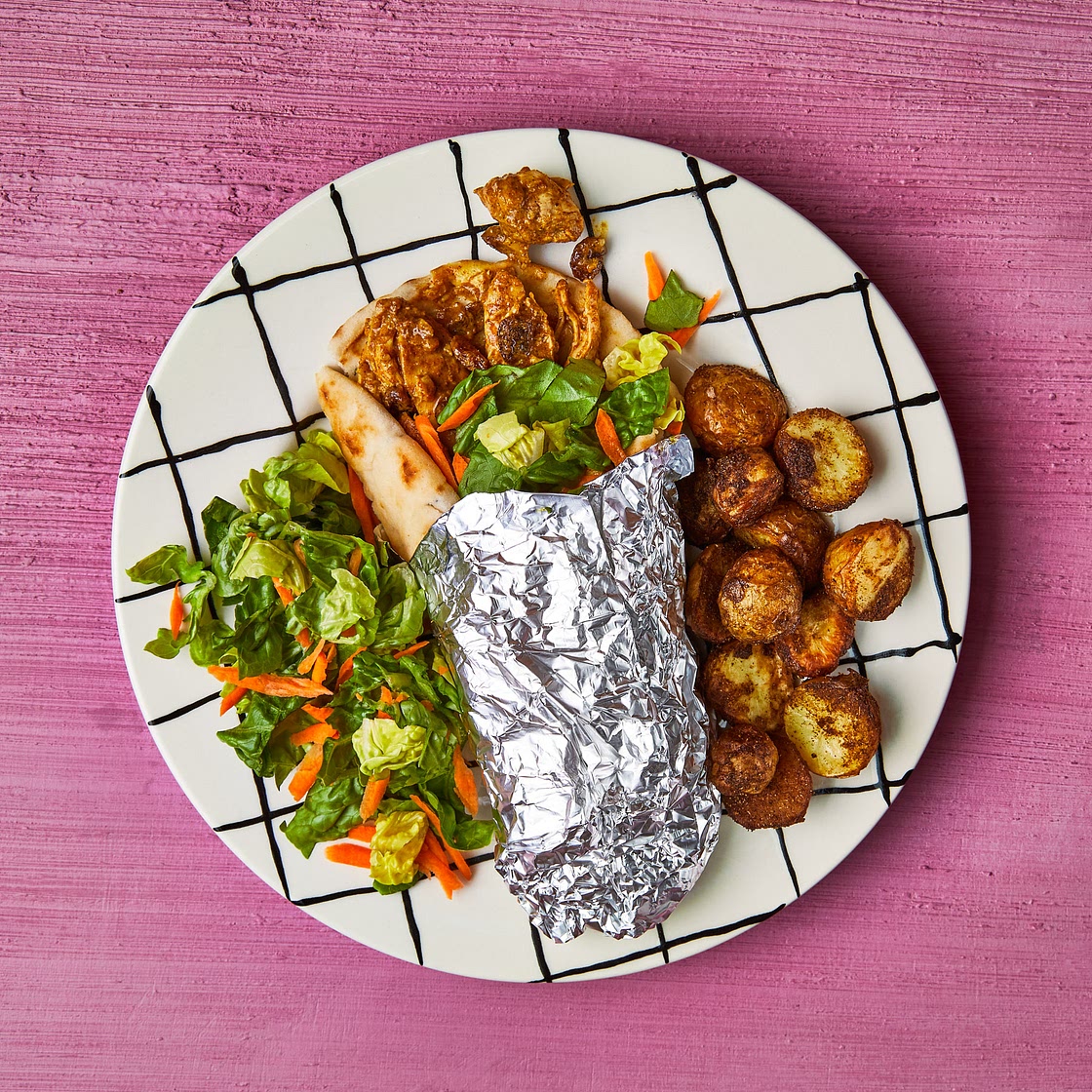 Coronation Chicken Naanwich & Spiced Potatoes