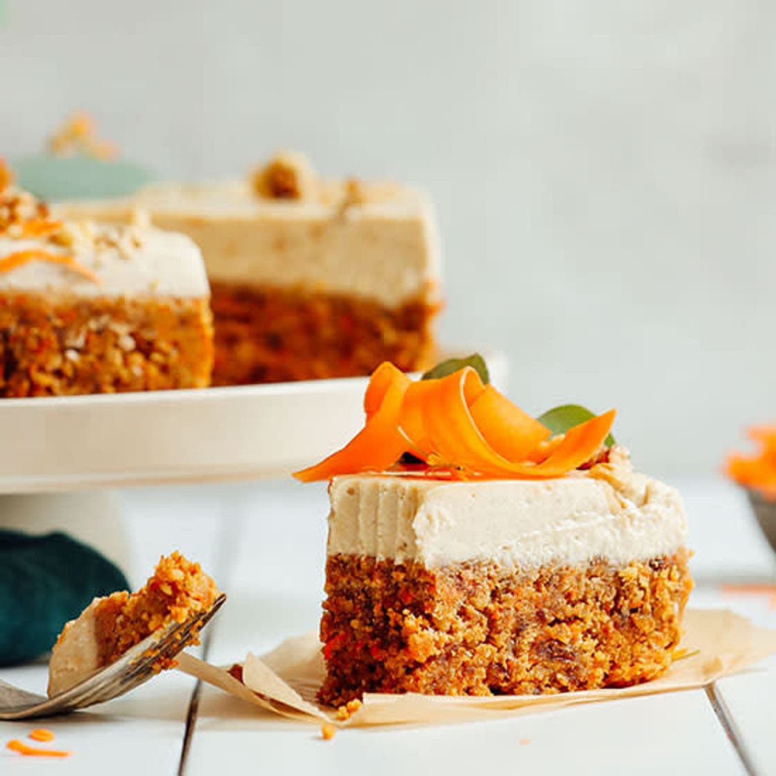 Raw Carrot Cake with Vegan Cream Cheese Frosting - Minimalist Baker