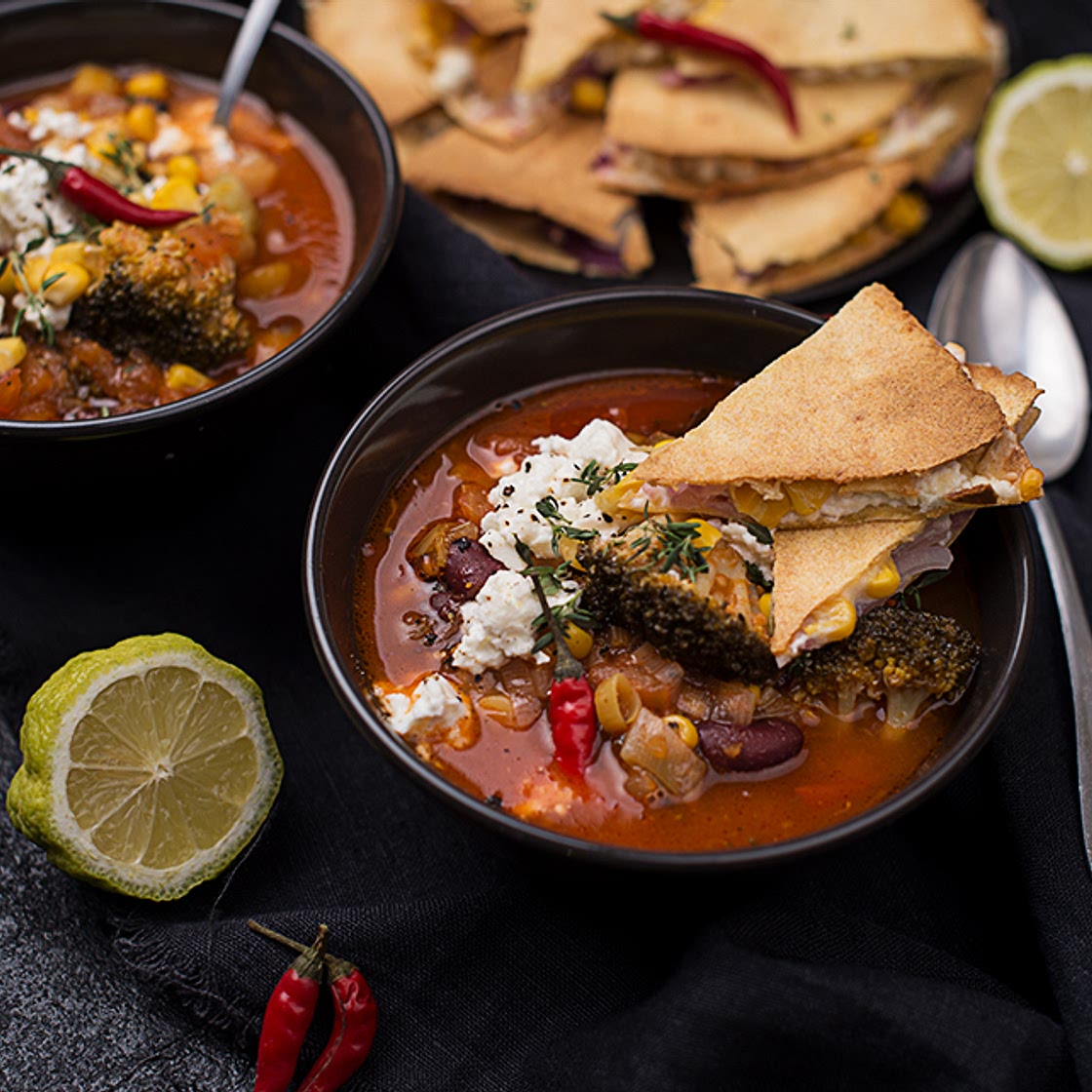 Scharfe Quesadilla Wintersuppe