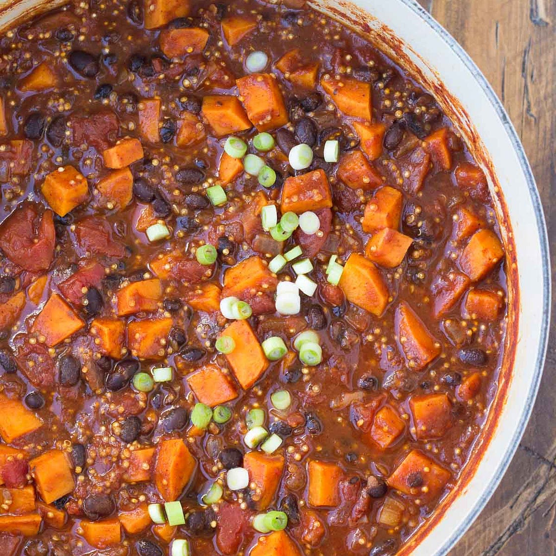 Sweet Potato and Black Bean Chili with Quinoa