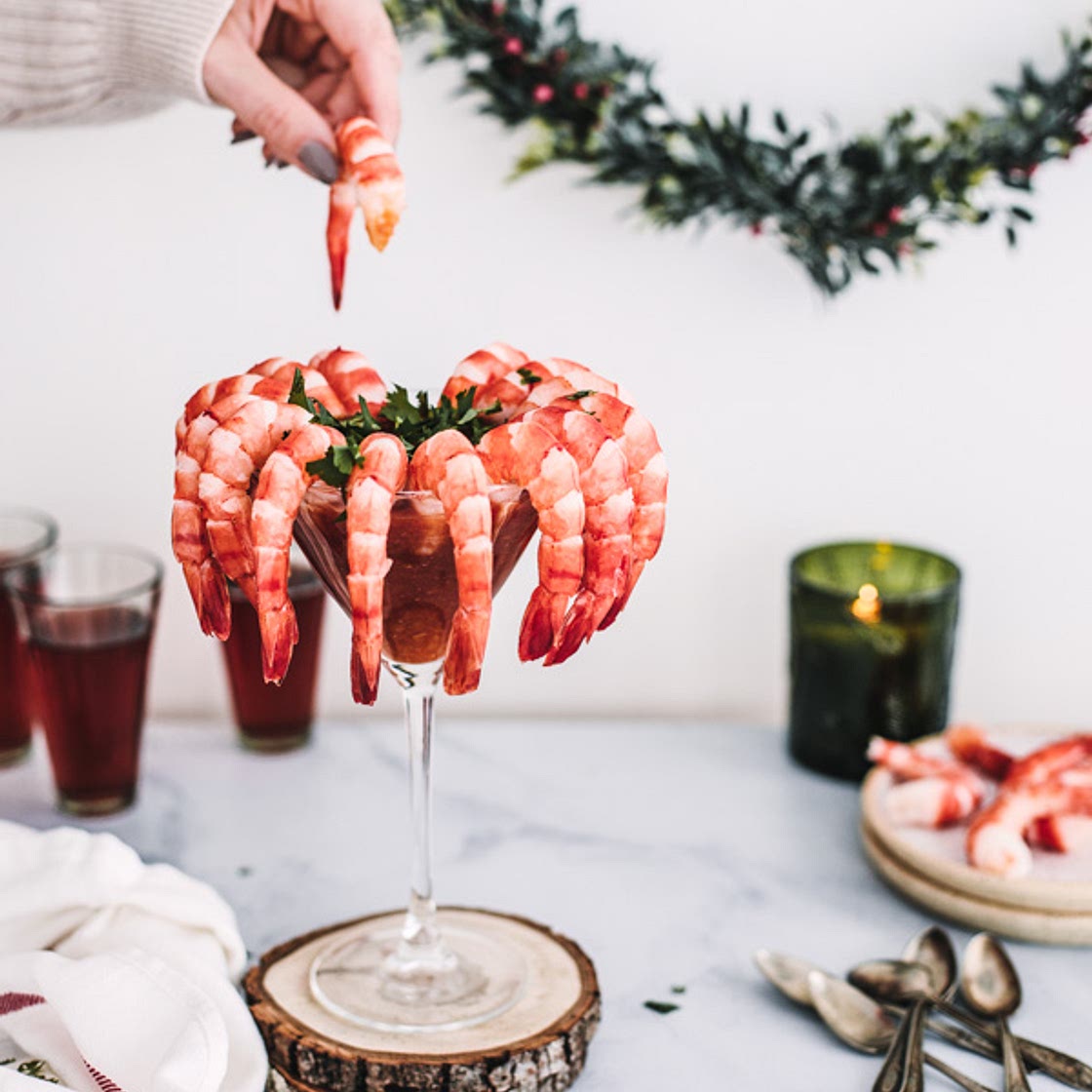 cocktail de crevettes & sauce gin et ananas