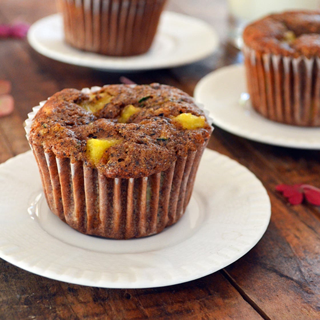 Muffins au Sarrasin, Ananas, Courgettes et Amandes