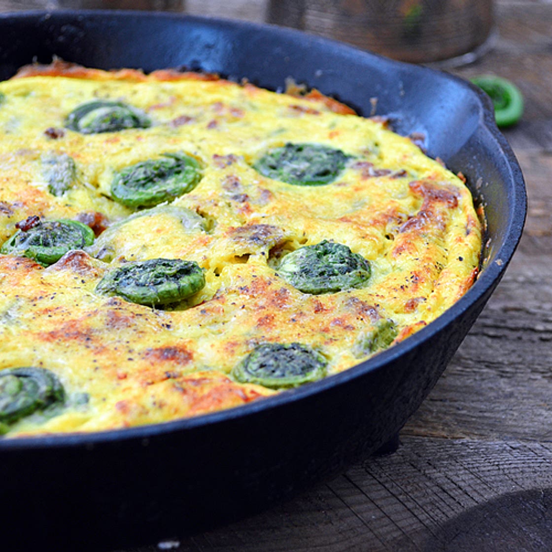 FRITTATA AUX TÊTES DE VIOLON, BACON ET FROMAGE