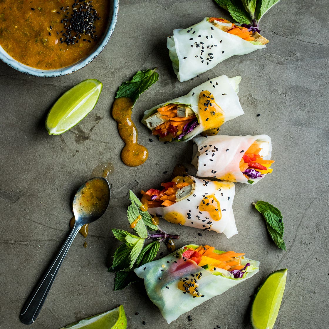 Vegan Summer Rolls with Dipping Sauce Two-Ways