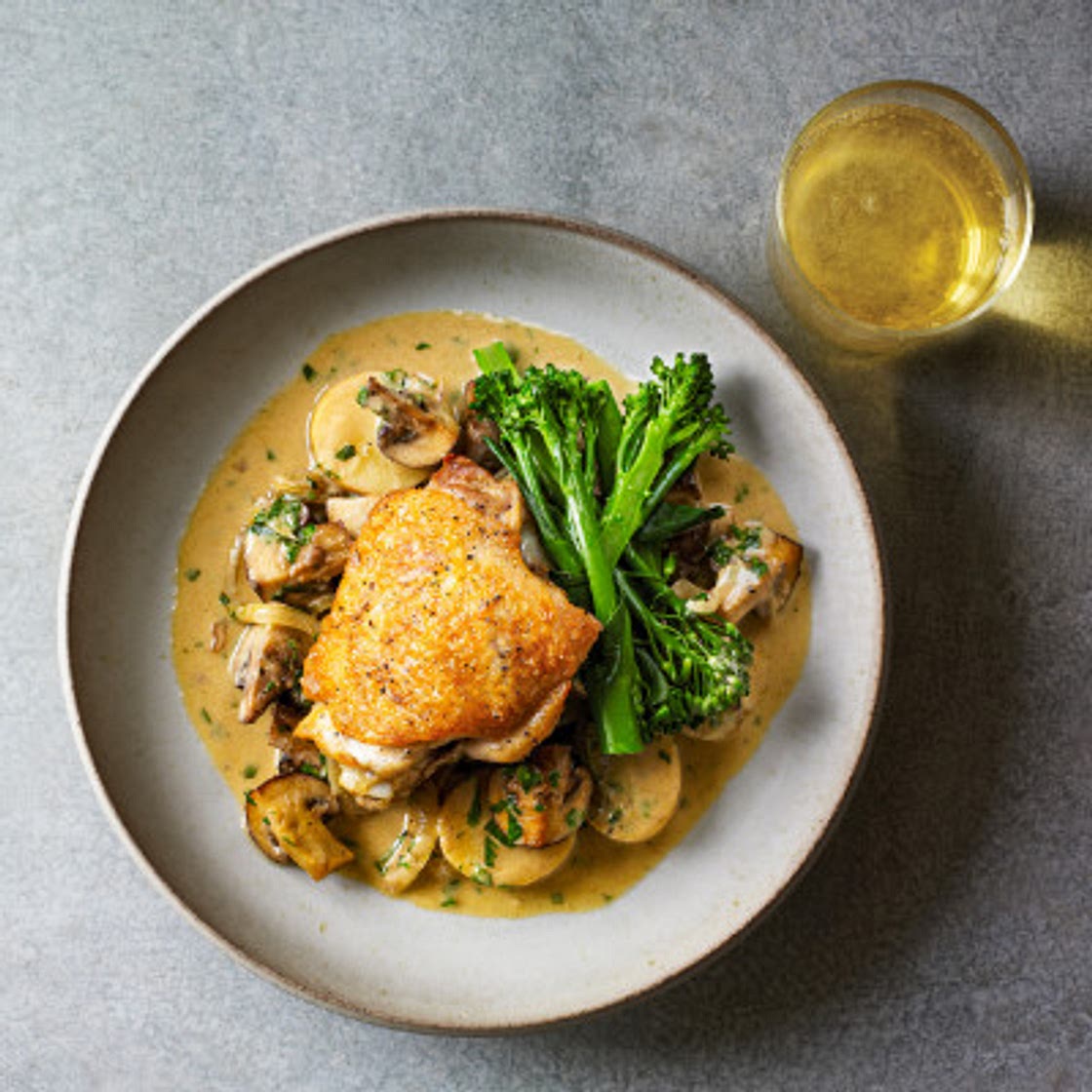 Chicken baked with cider & mustard