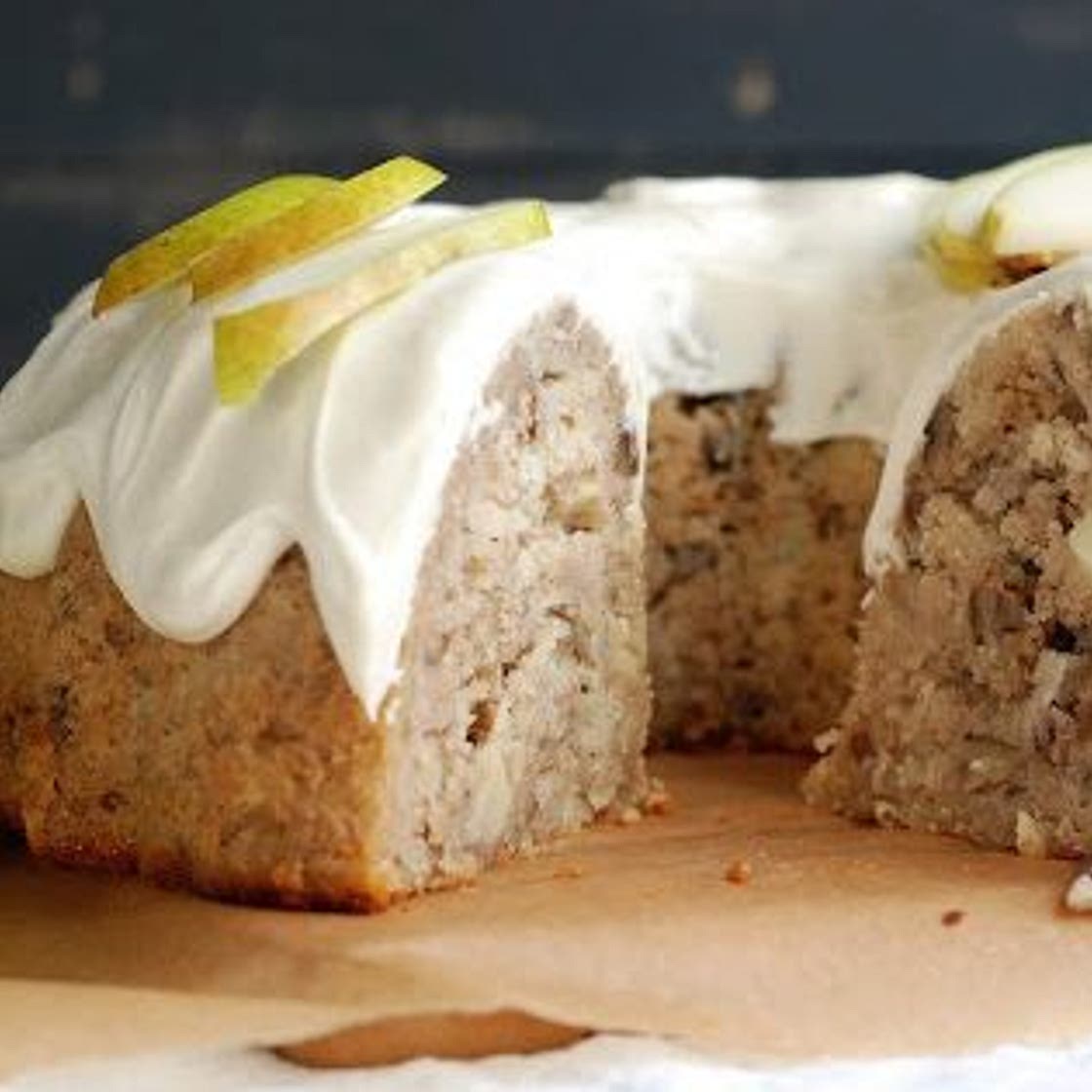 Maple Pecan Pear Cake with Maple Cream Cheese Icing