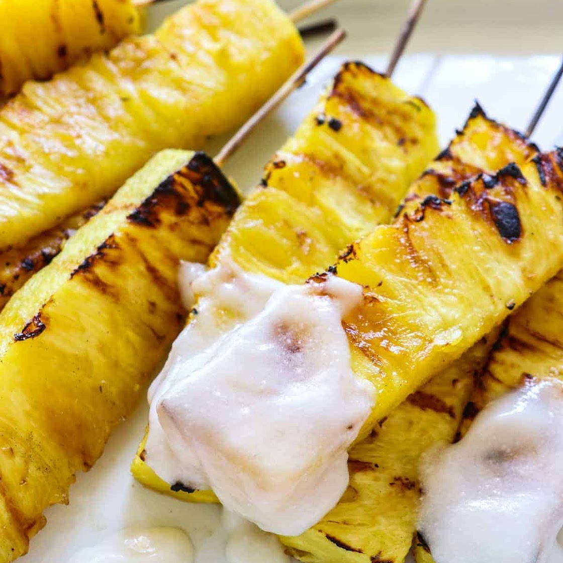Grilled Pineapple with Coconut Rum Sauce