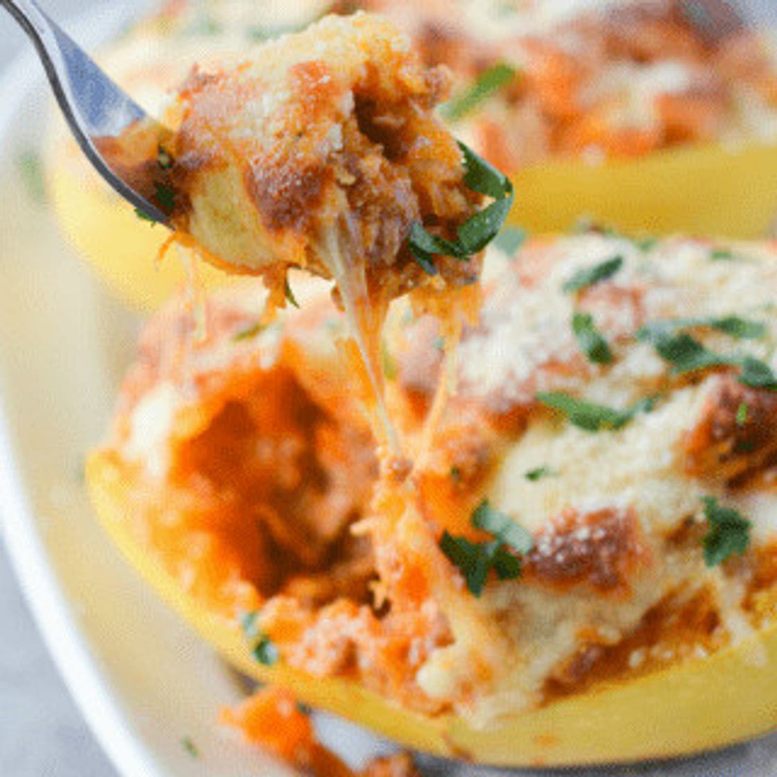 Low Carb Lasagna Stuffed Spaghetti Squash