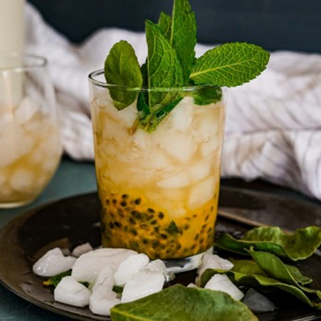 Passionfruit, ginger and lime kombucha