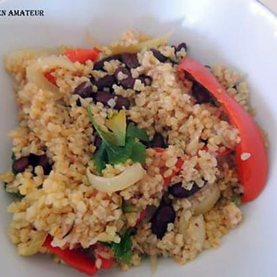 Boulgour poivron et haricots rouges