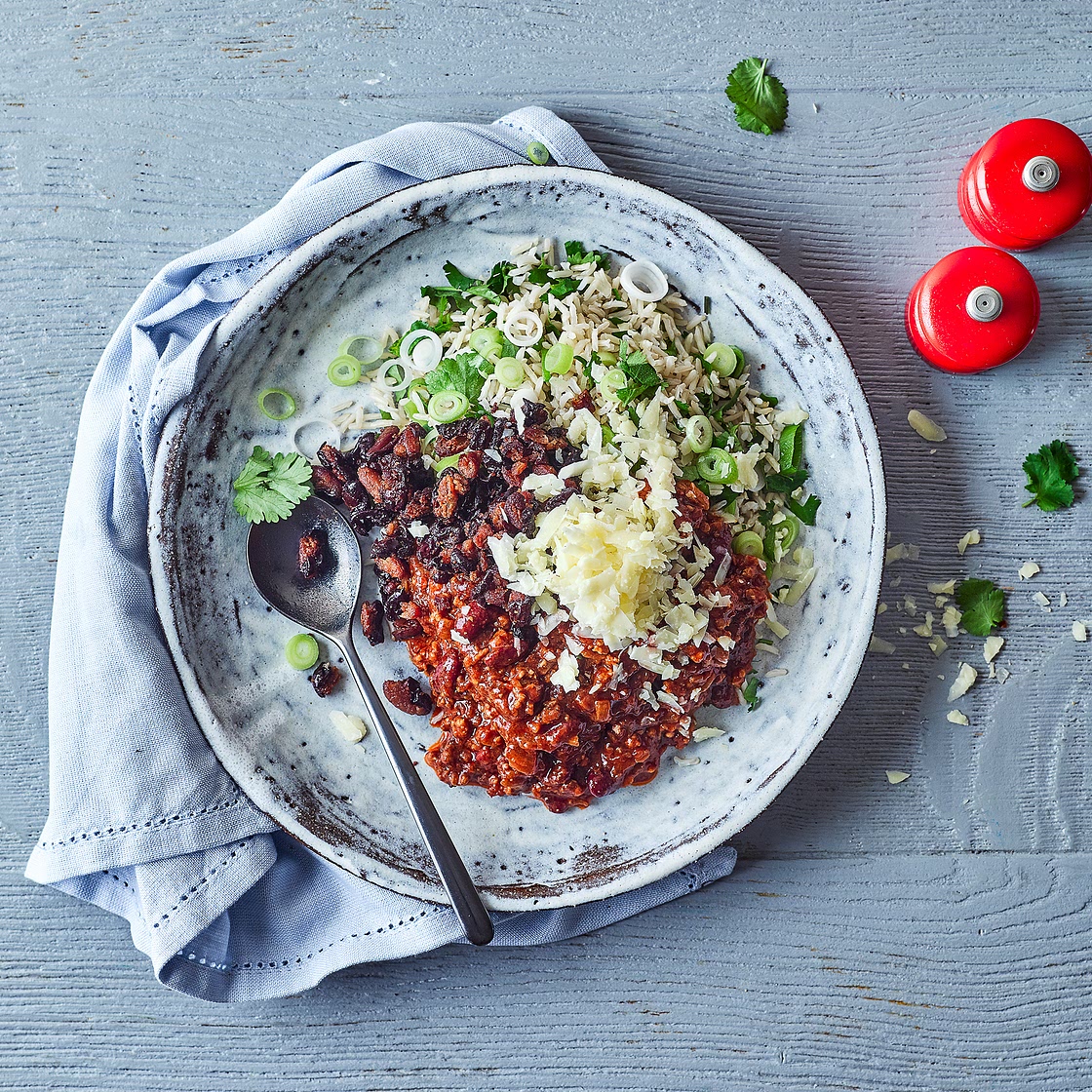 Smoky Pork Chilli With Popped Beans