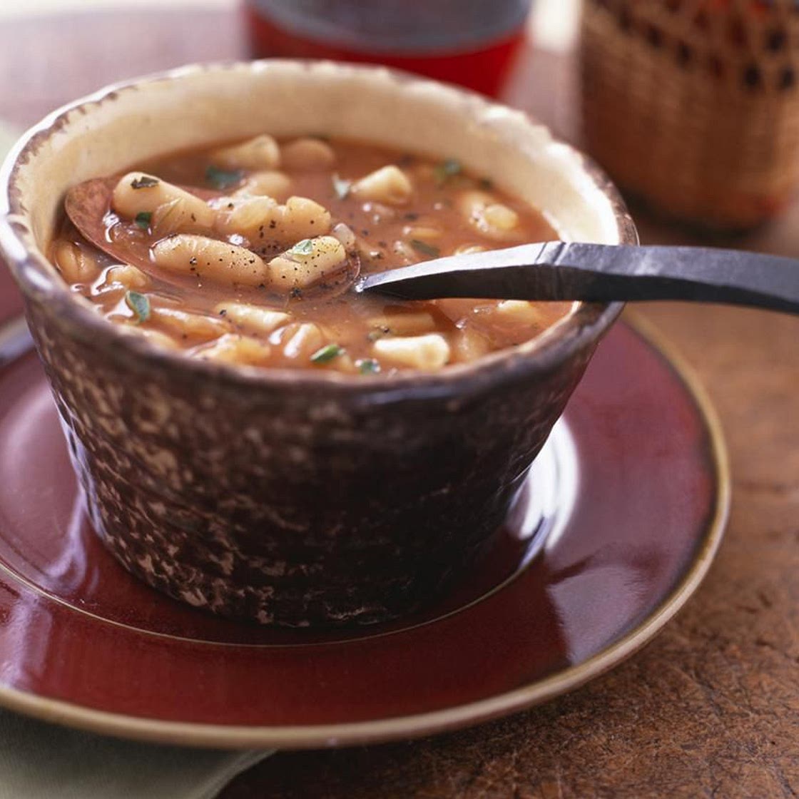Classic Greek White Bean Soup with Plum Tomatoes