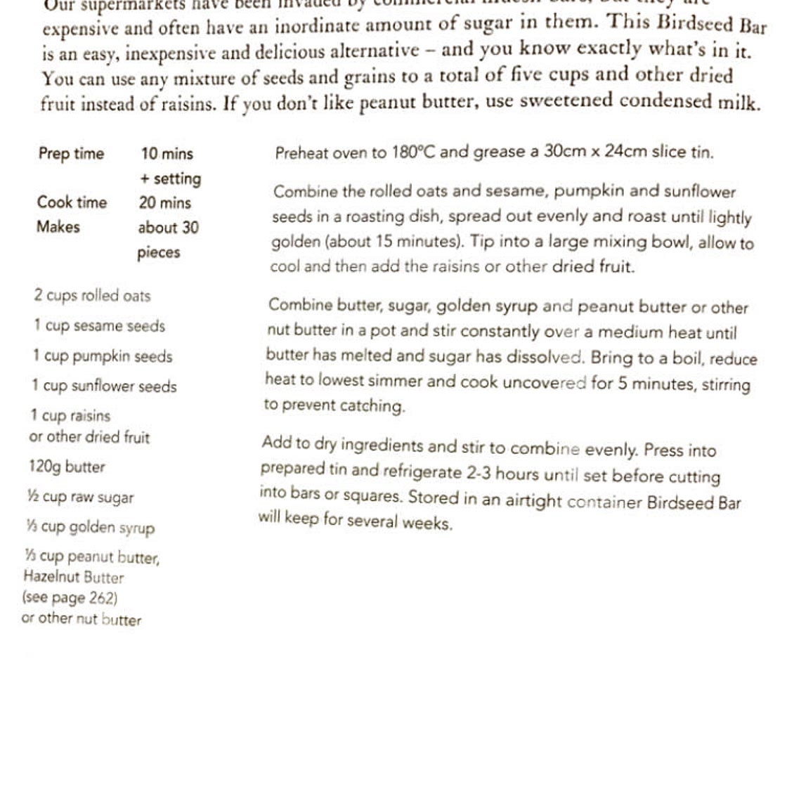 Birdseed bars