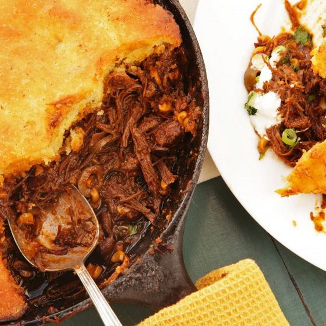 The Best Tamale Pie With Braised Skirt Steak, Charred Corn, and Brown Butter Cornbread Crust Recipe
