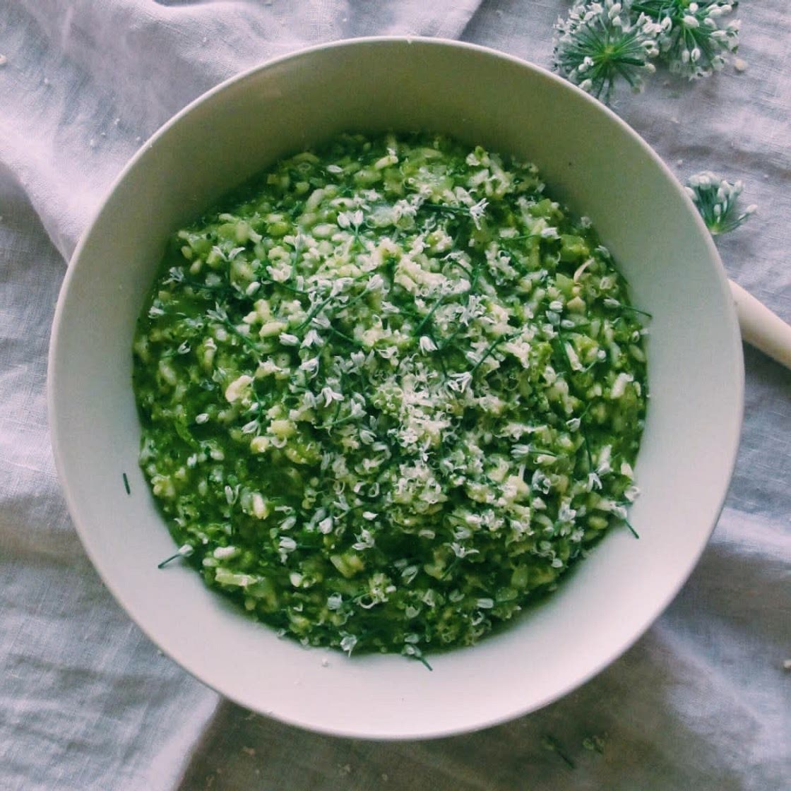 Pea and spinach risotto