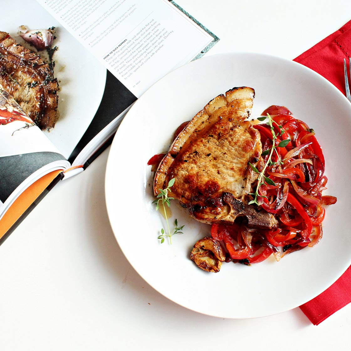 Gordon Ramsay’s pork chop with sweet & sour peppers