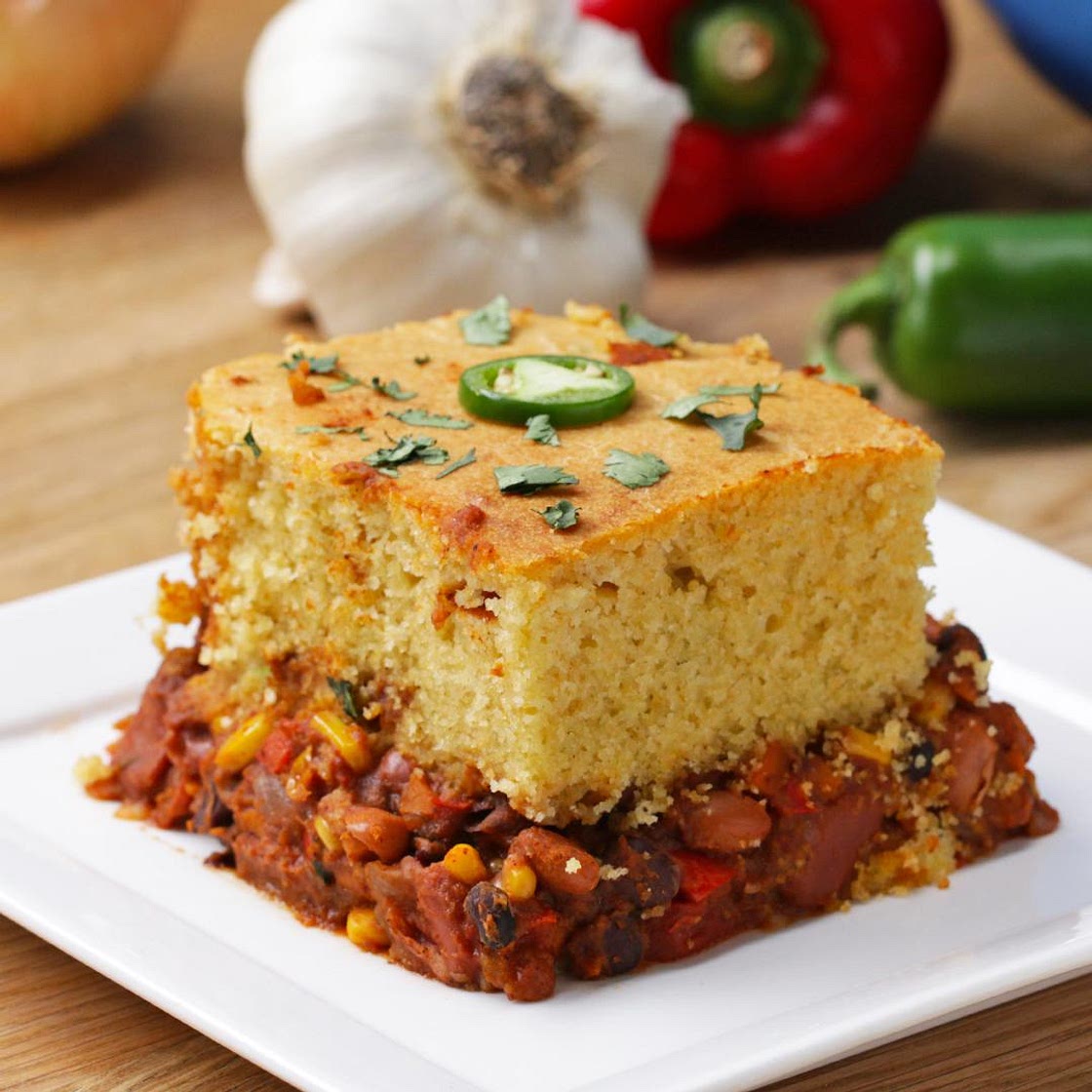 Veggie Chili Cornbread Casserole Recipe by Tasty