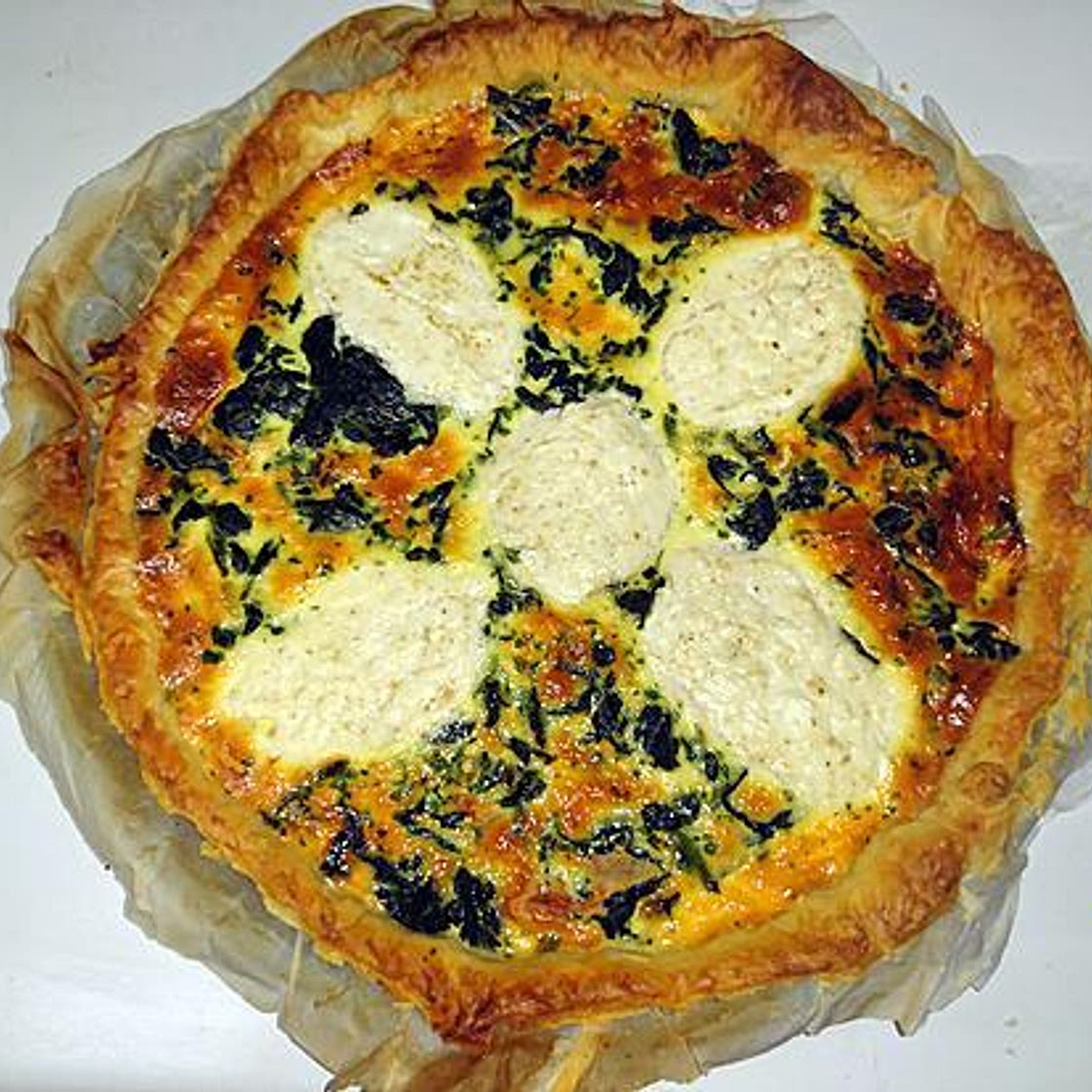 Tarte épinards, chèvre et cumin