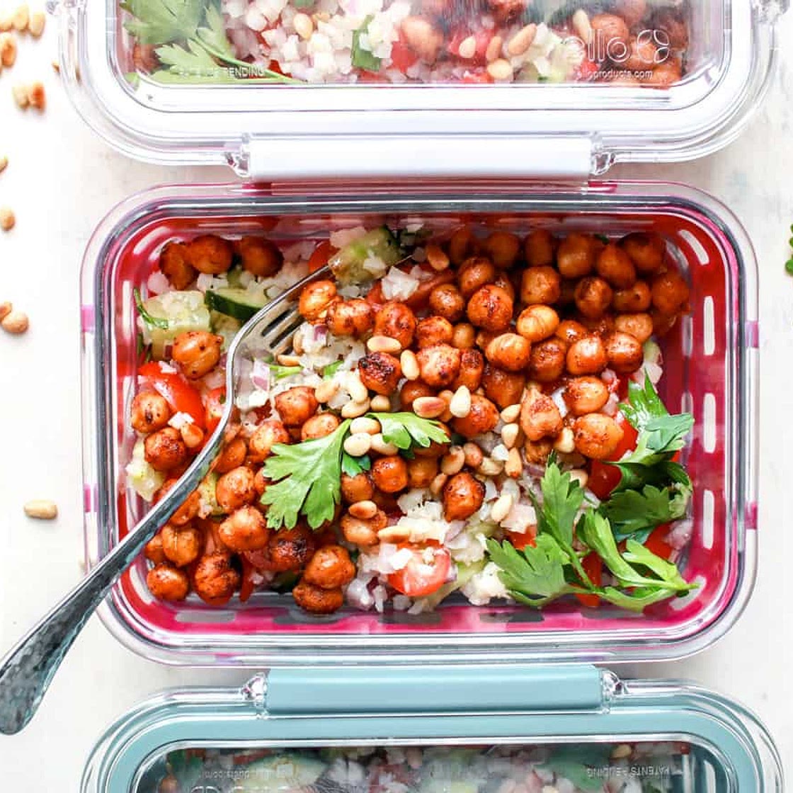 Mediterranean Cauliflower Chickpea Salad