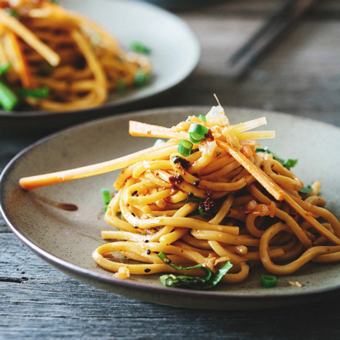 10-Minute Spicy Kimchi Noodle Salad