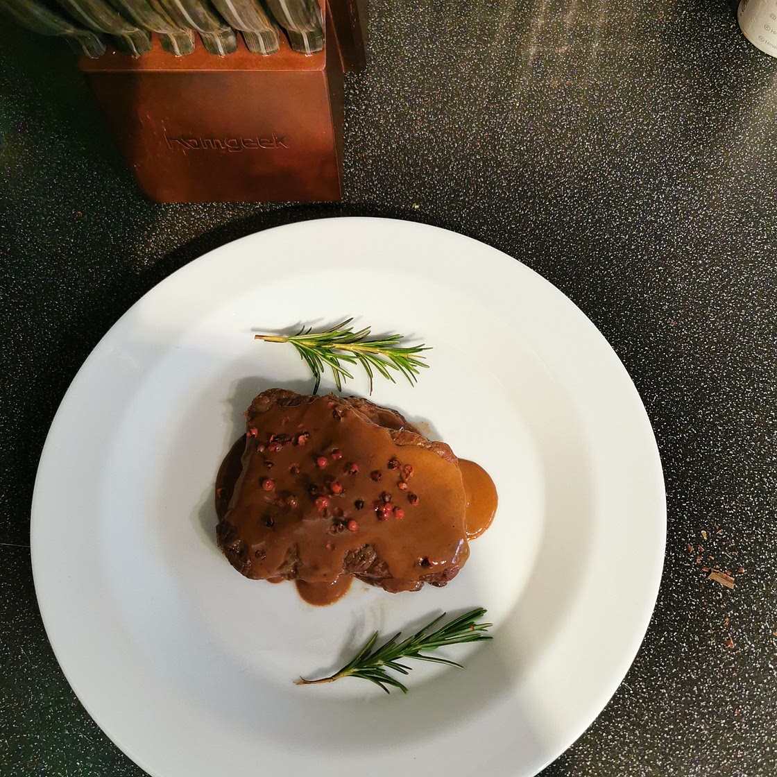 Steak with chocolate sauce
