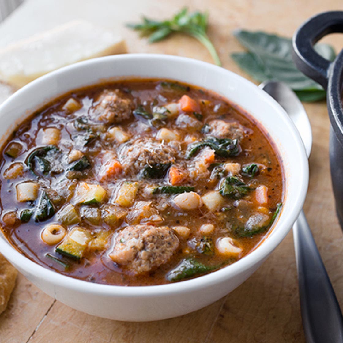 Minestrone Soup with Meatballs