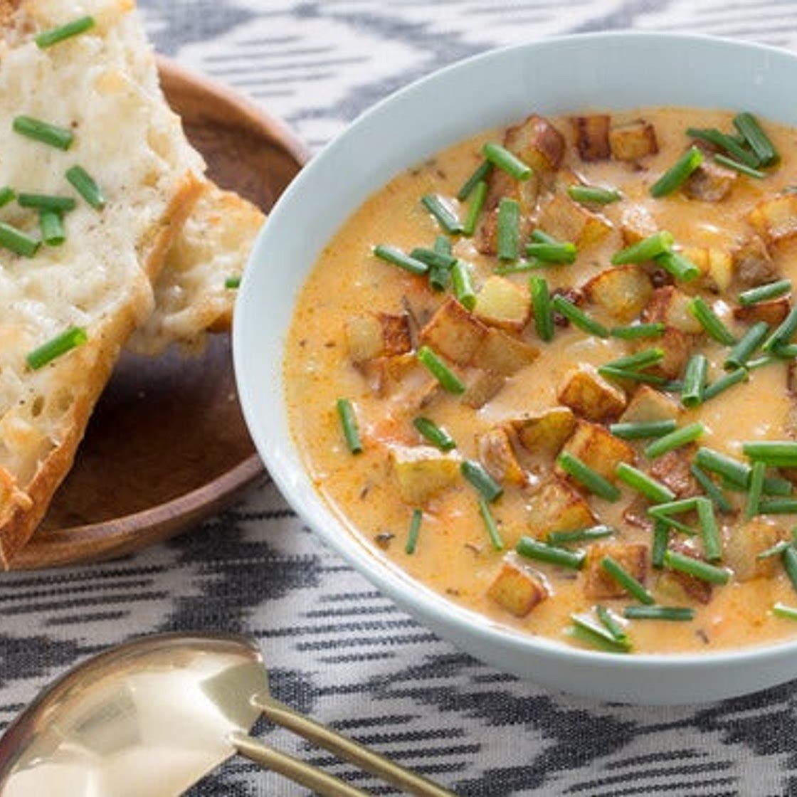 Potato & Leek Chowder with Cheddar Cheese Toast