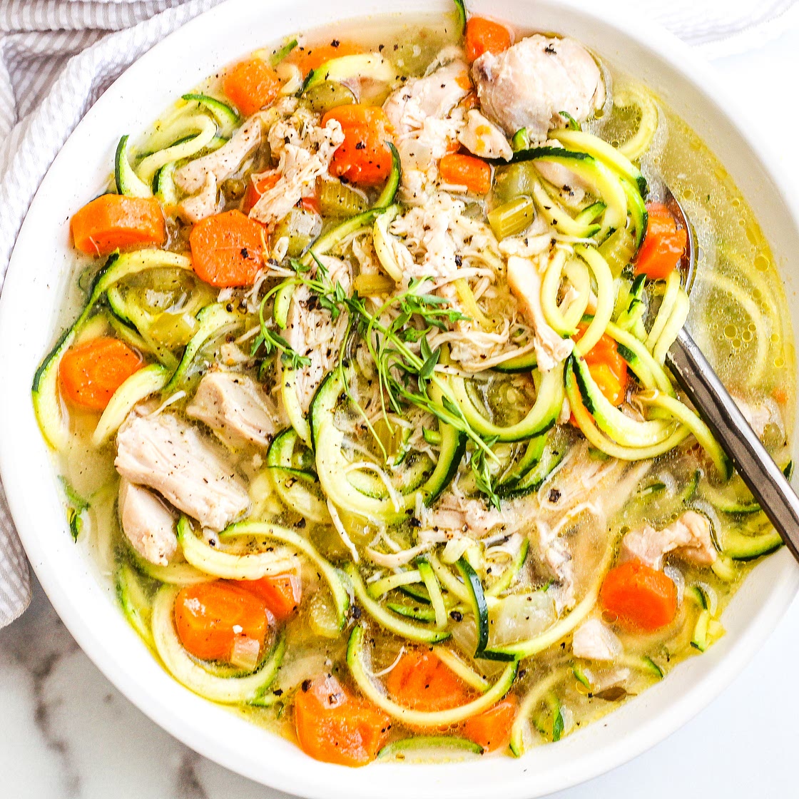 Whole30 Instant Pot Chicken Zoodle Soup